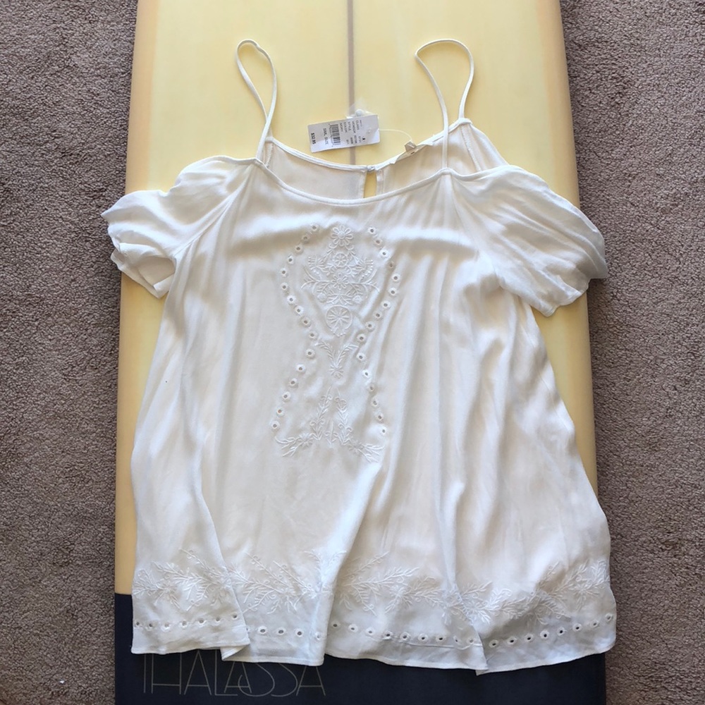 White Off the Shoulder Spaghetti Strap Shirt
